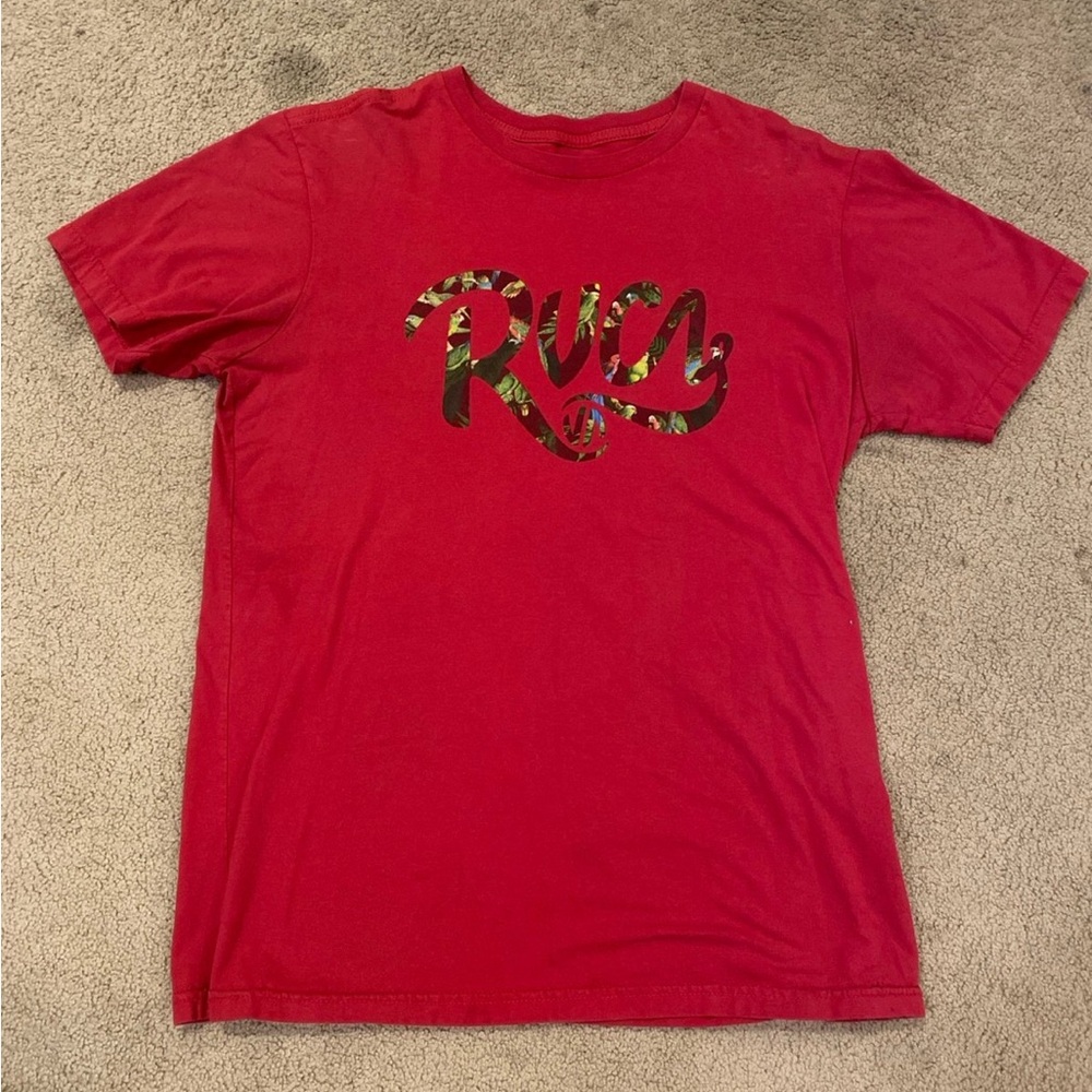 RVCA Red T-Shirt with Camouflage Logo